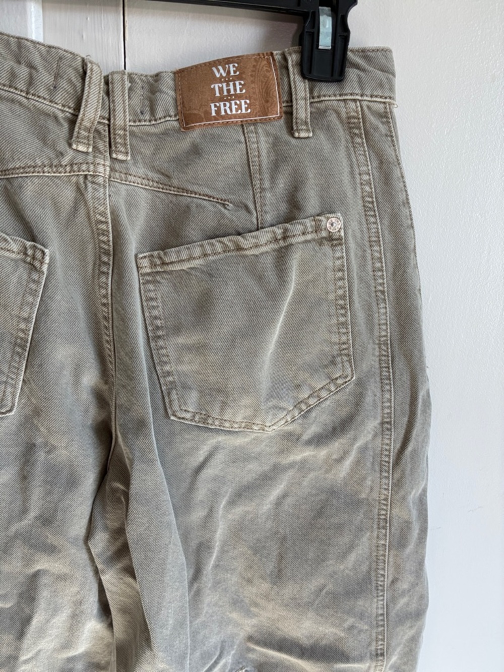 Free People We The Free Taupe Good Luck Mid Rise Barrel Jeans - Picture 12 of 14